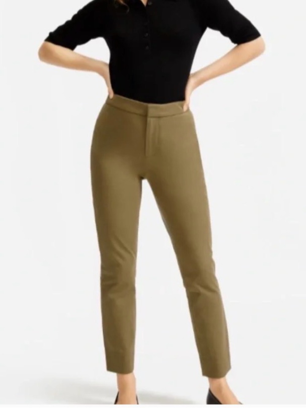 Everlane Olive High-Rise Slim Crop Pants